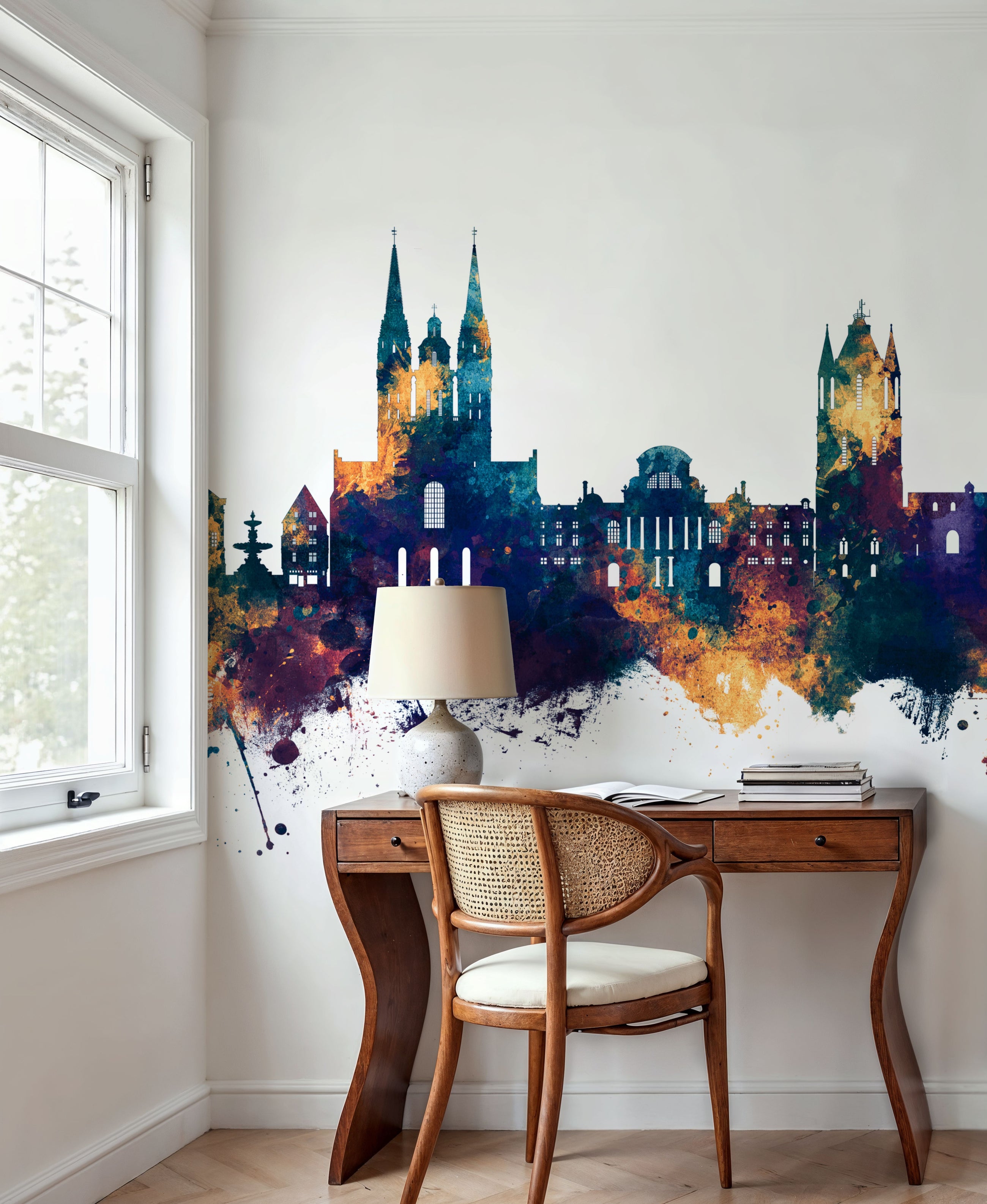 Angers France Skyline Blue & Bronze Mural Wallpaper