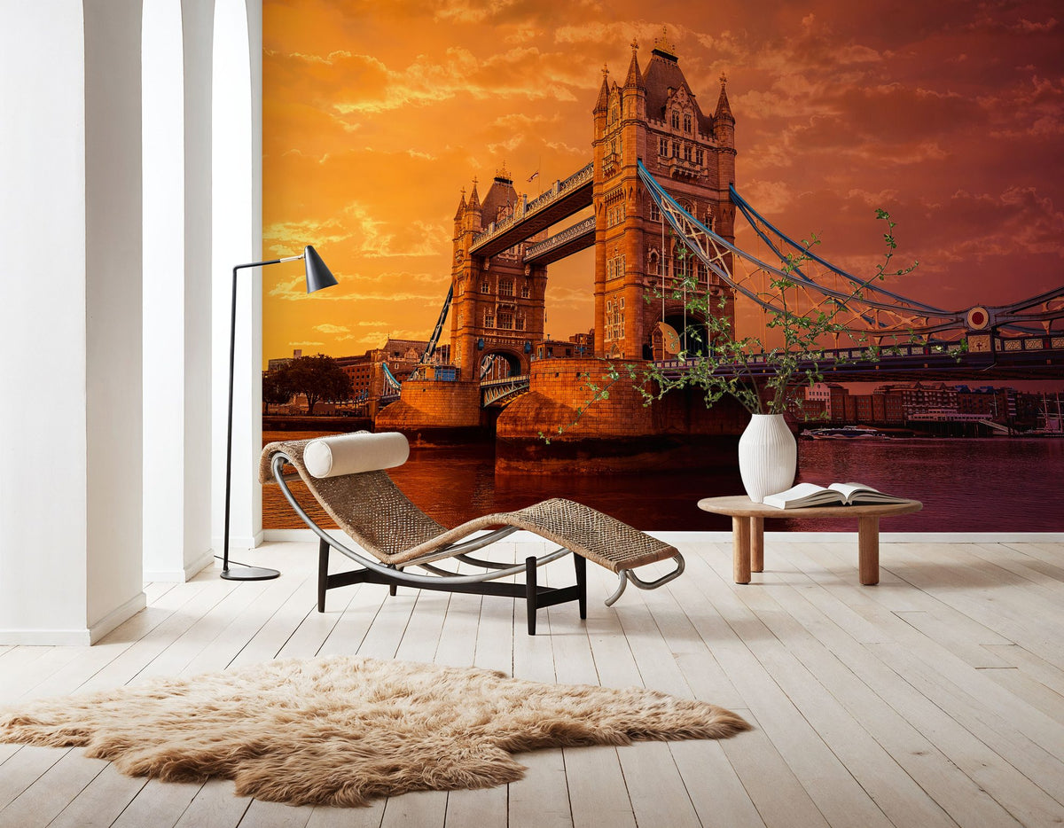 London Bridge Sunset Mural Wallpaper - room preview 06