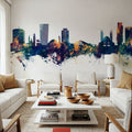 Tirana Skyline Blue & Bronze Mural Wallpaper - room preview 06