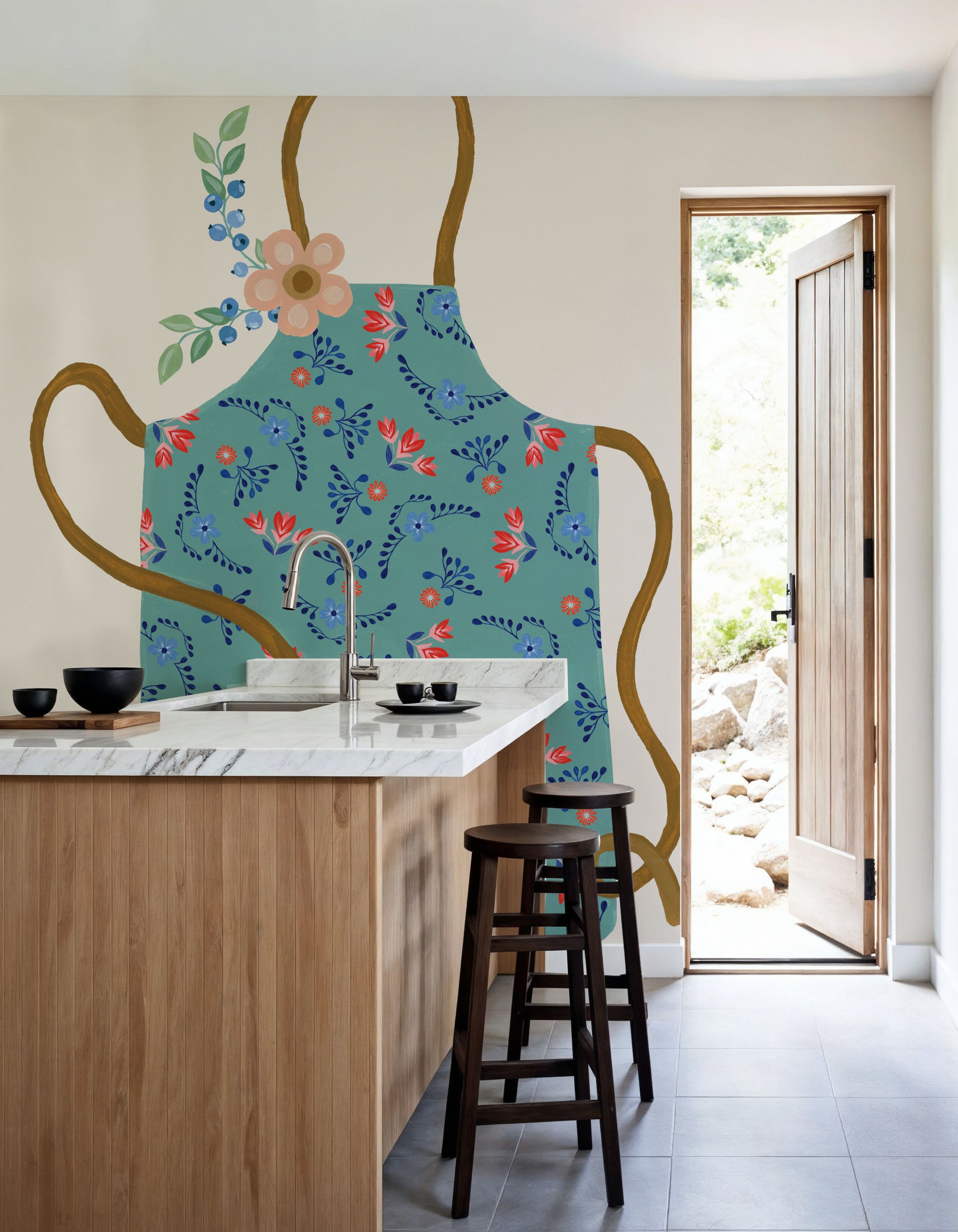 Baking with Blueberries IV Mural Wallpaper