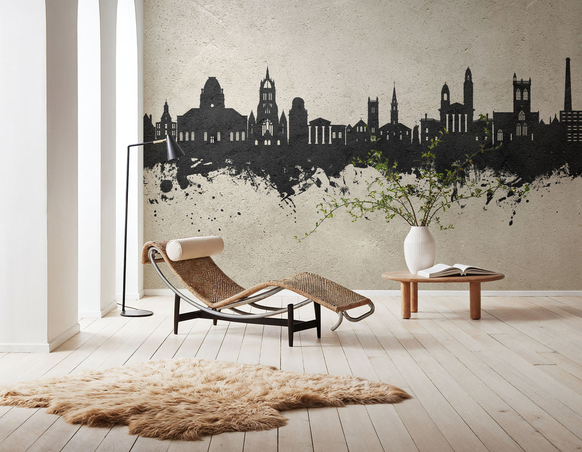 Paisley Skyline Concrete Mural Wallpaper - room preview 06