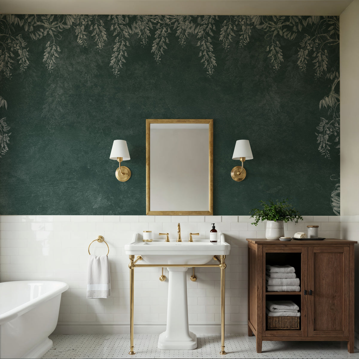Welcome to Our Theatre, Bottle Green Mural Wallpaper - room preview 06