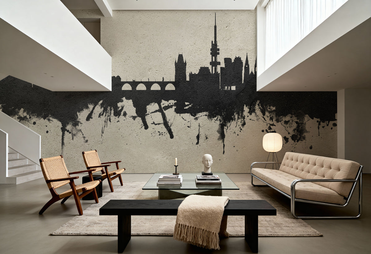 Prague (Praha) Czech Republic Skyline Concrete Mural Wallpaper - room preview 06
