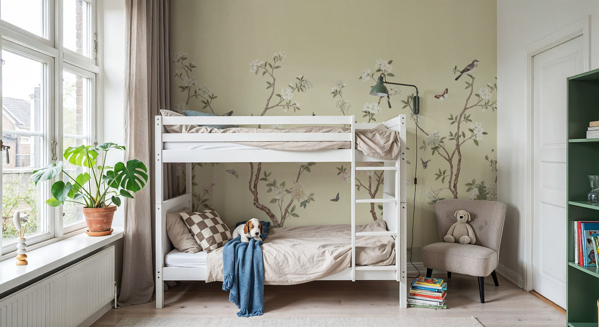 Peony Tree, Pistachio Creme Mural Wallpaper - room preview 06