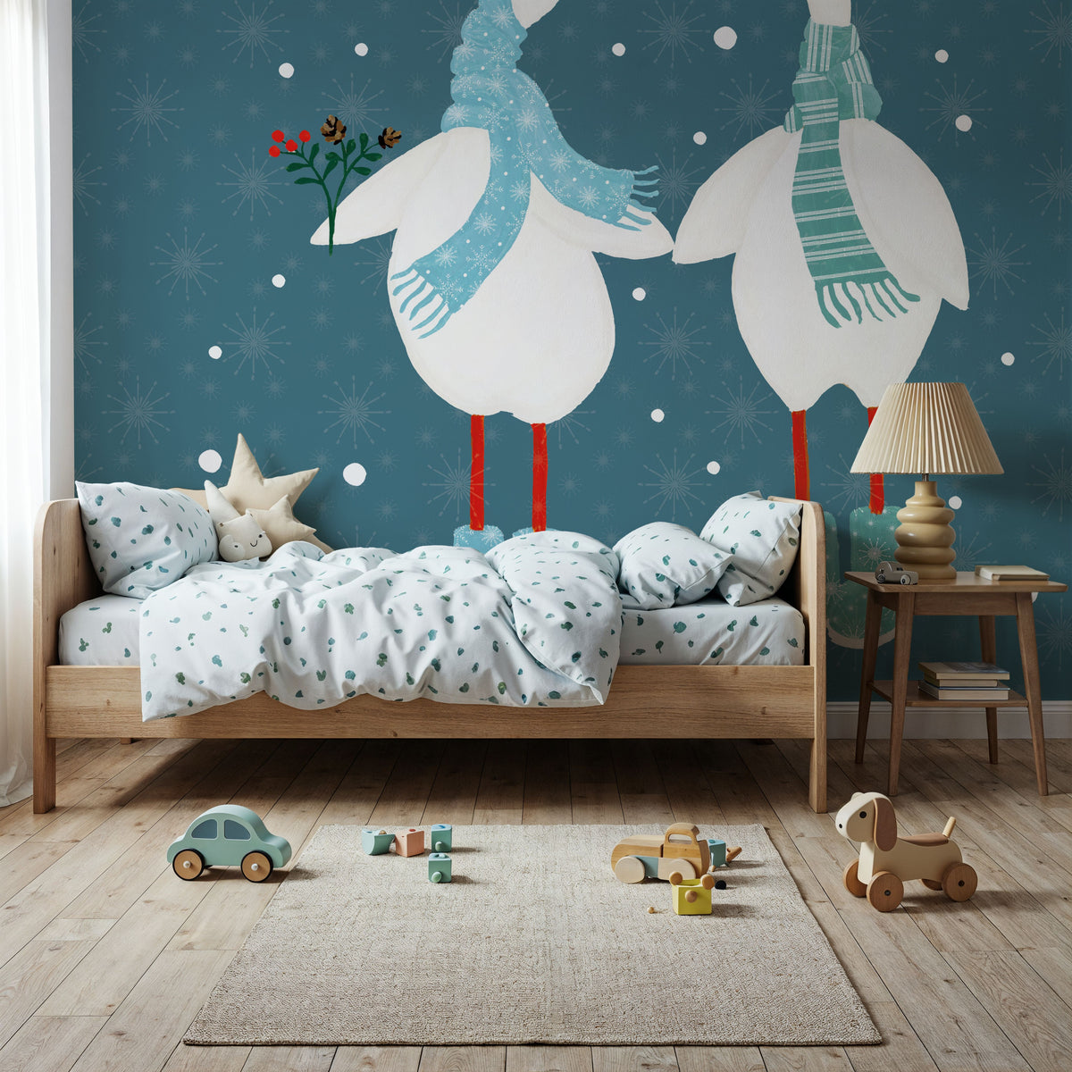 Ducks in the Snow X Mural Wallpaper - room preview 06