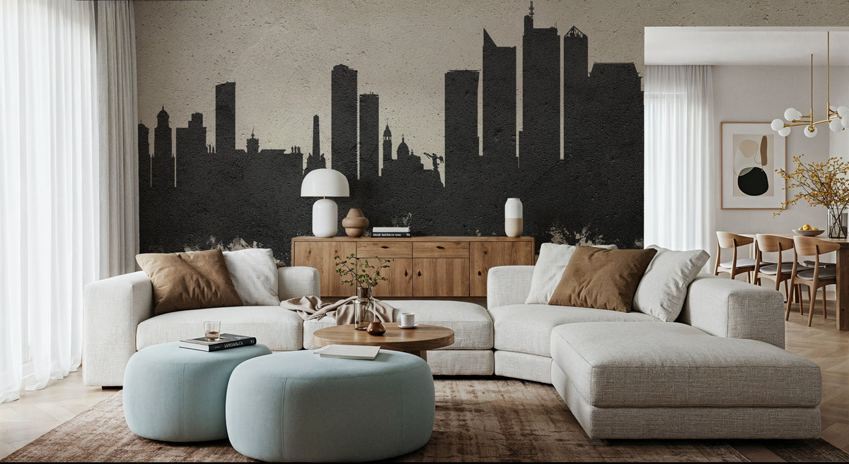 Manila Philippines Skyline Concrete Mural Wallpaper - room preview 06