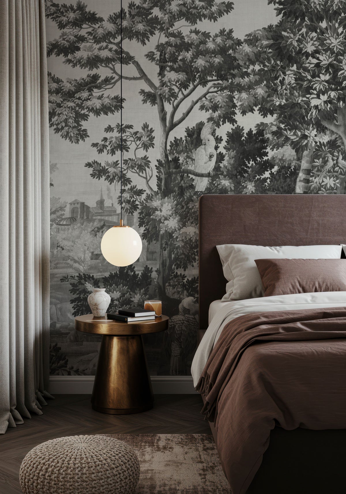 Enchanted Grove Tapestry, Stone Mural Wallpaper - room preview 06