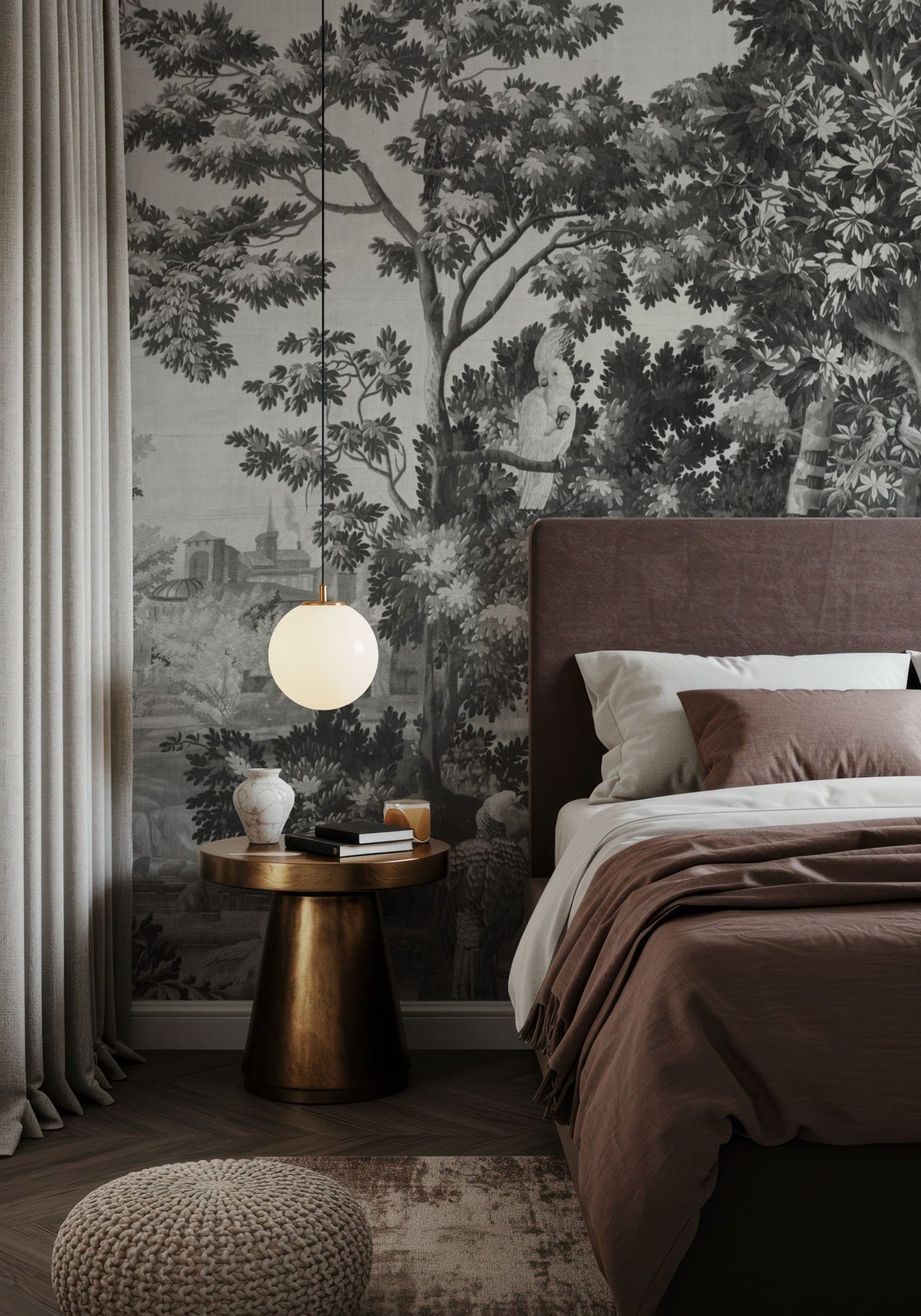 Enchanted Grove Tapestry, Stone Mural Wallpaper - room preview 06