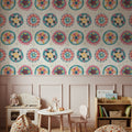 Boho Circles White Mural Wallpaper - room preview 06