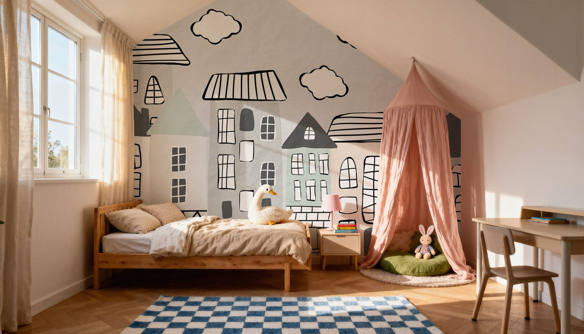 Three Clouds Mural Wallpaper - room preview 06