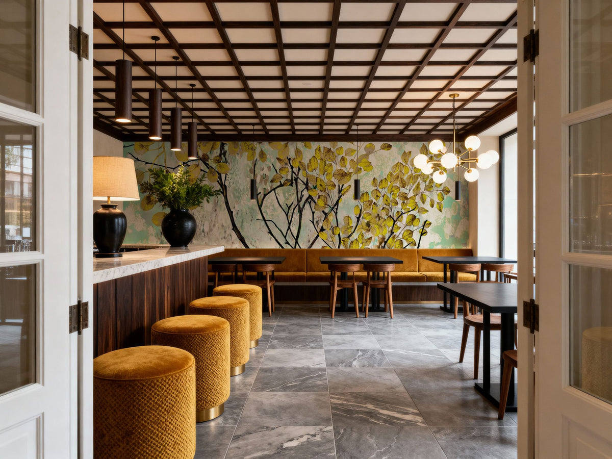 Yellow Leaves Mural Wallpaper - room preview 06