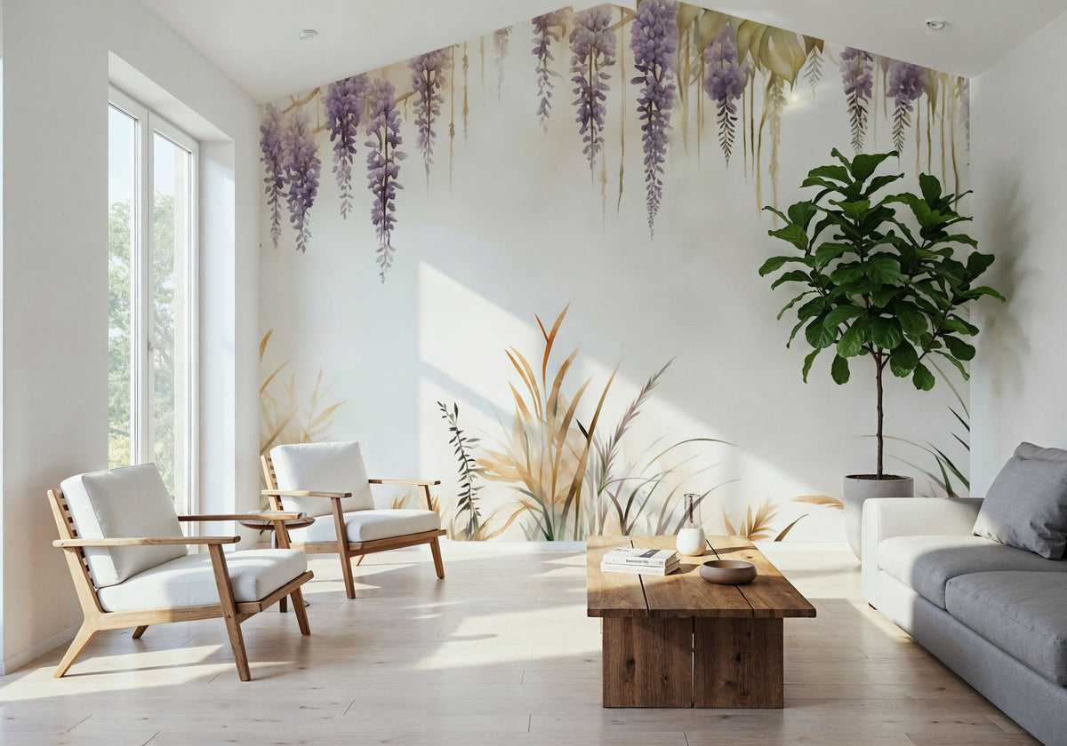 Wisteria and Field Grasses Mural Wallpaper - room preview 06