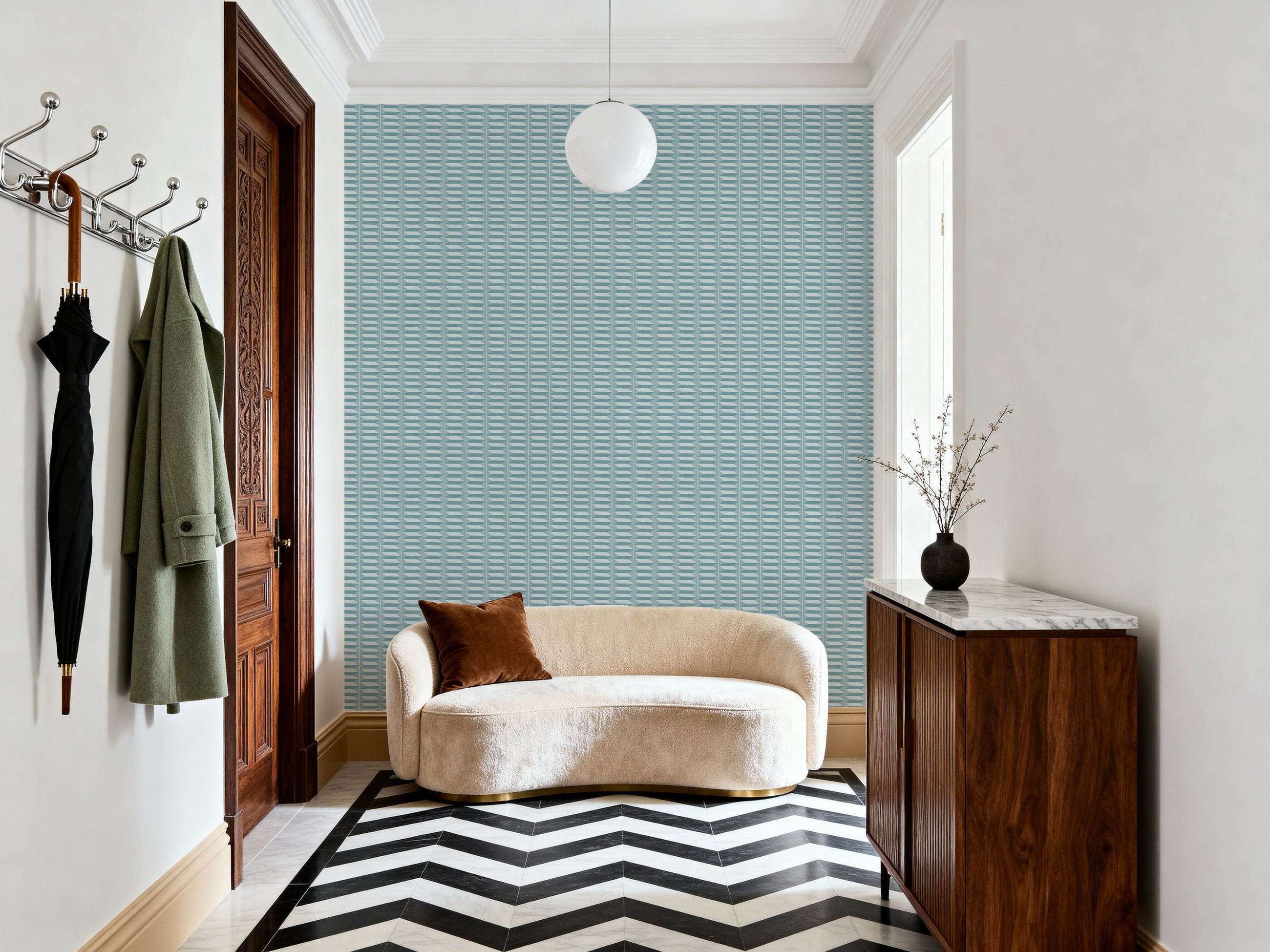 Accordion, Duck Egg Mural Wallpaper