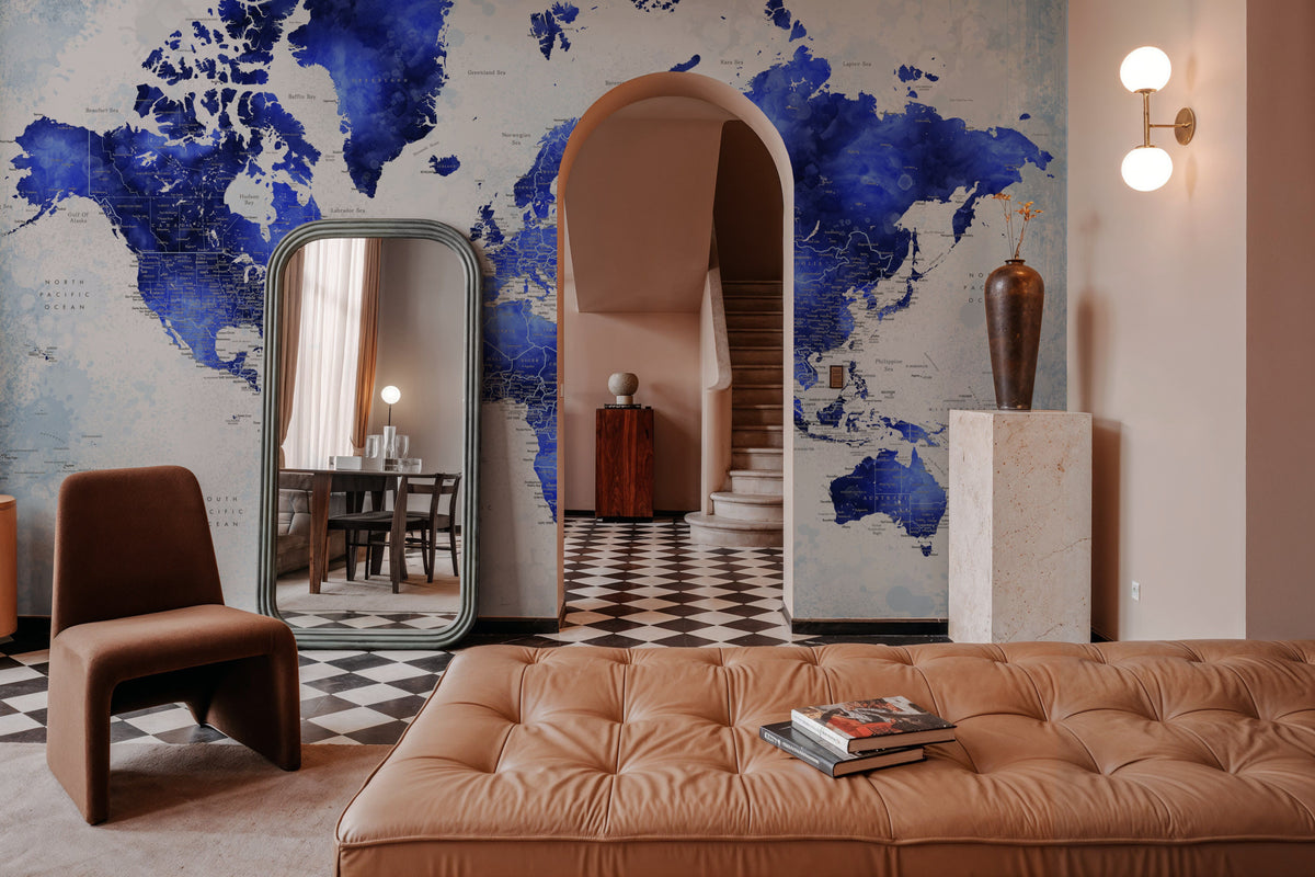 World Map Cities - Georgino Mural Wallpaper - room preview 06