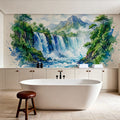 Tropical Waterfall - Watercolor Landscapes Series Mural Wallpaper - room preview 06