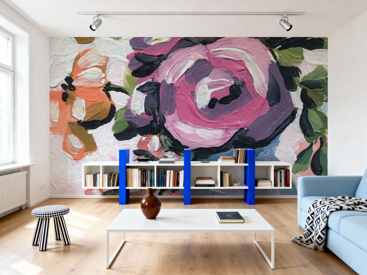 Painterly Florals in Vase II Mural Wallpaper - room preview 06