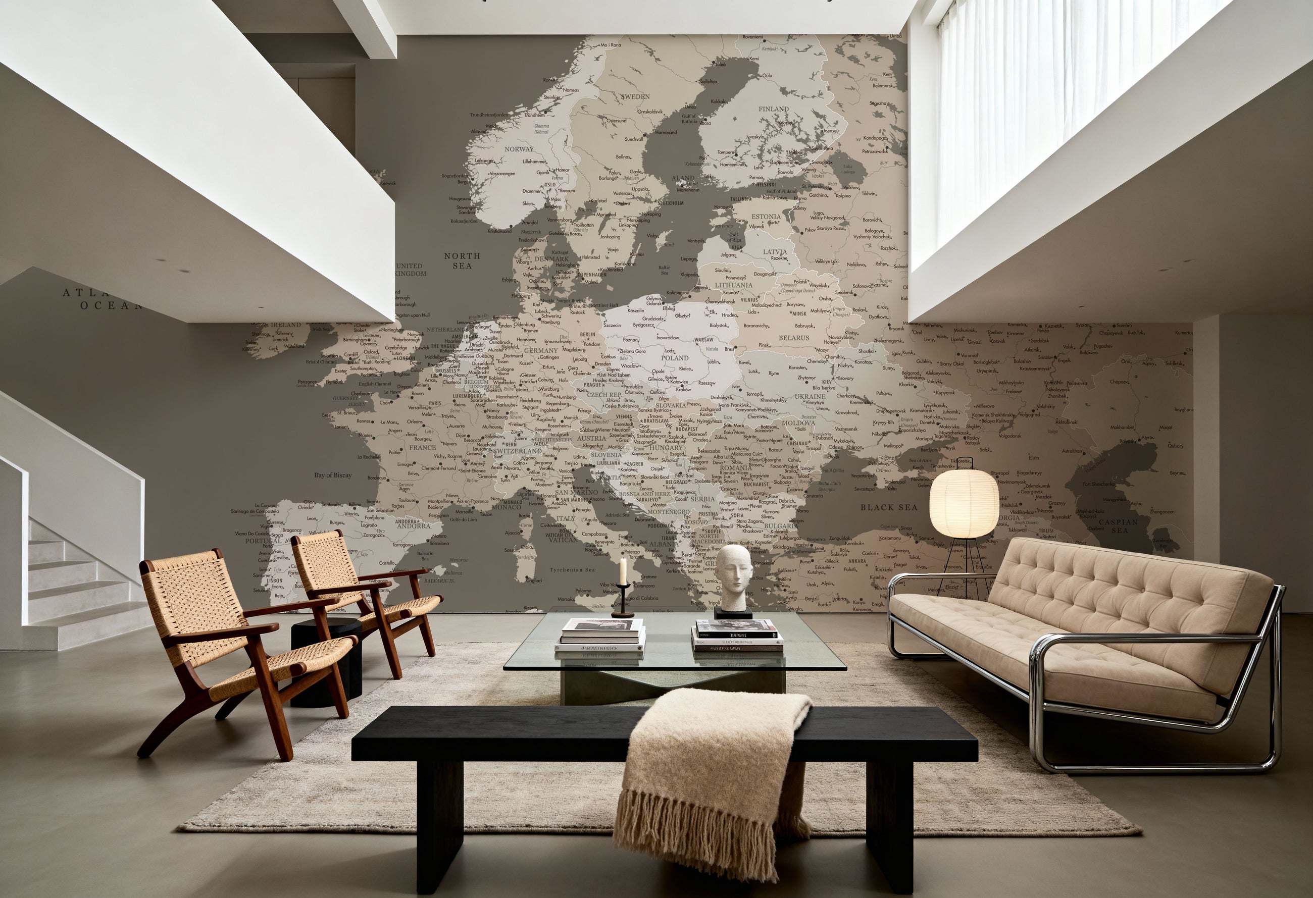 Europe Map Detailed - Earthy Mural Wallpaper