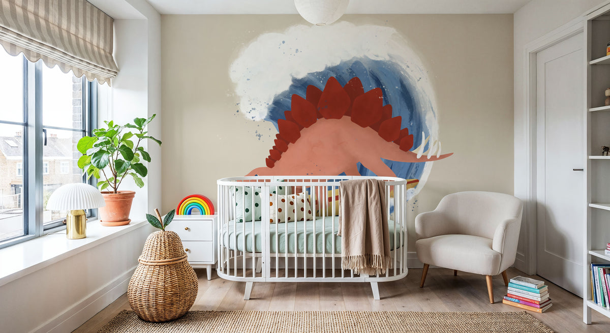 Surfing Stegosaurus Mural Wallpaper - room preview 06