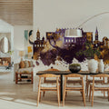 Coimbatore India Skyline Purple & Gold Mural Wallpaper - room preview 06