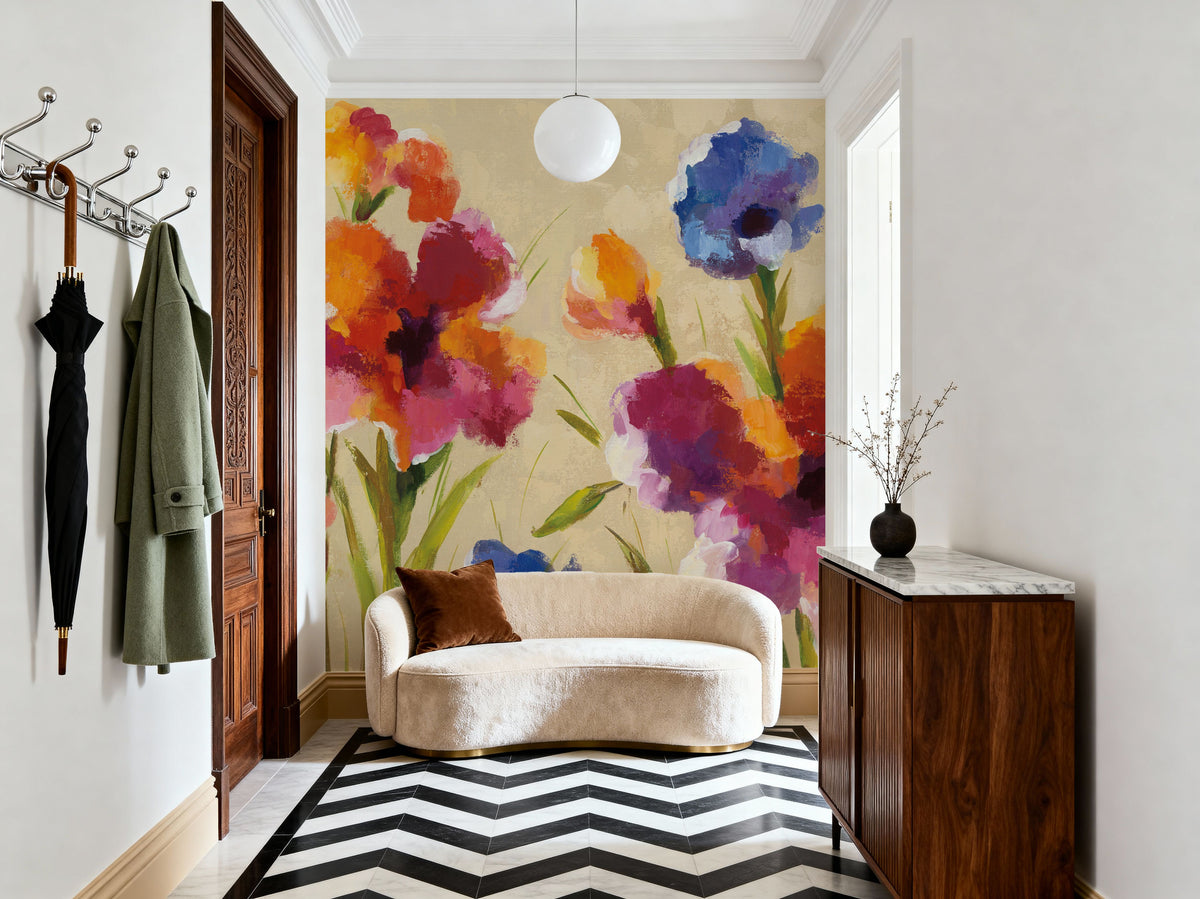 Bold Bright Flowers I Mural Wallpaper - room preview 06