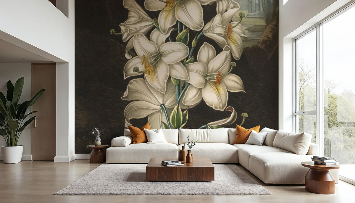 Temple of Flora White Mural Wallpaper - room preview 06