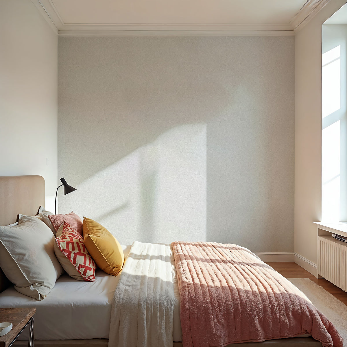 Faux Sand Stucco Finish, Chalk White Mural Wallpaper - room preview 06