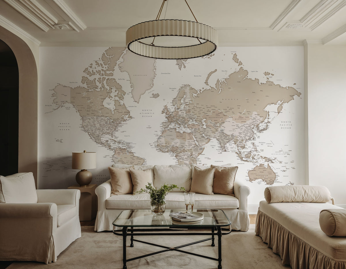 World Map Cities - Louie Mural Wallpaper - room preview 06