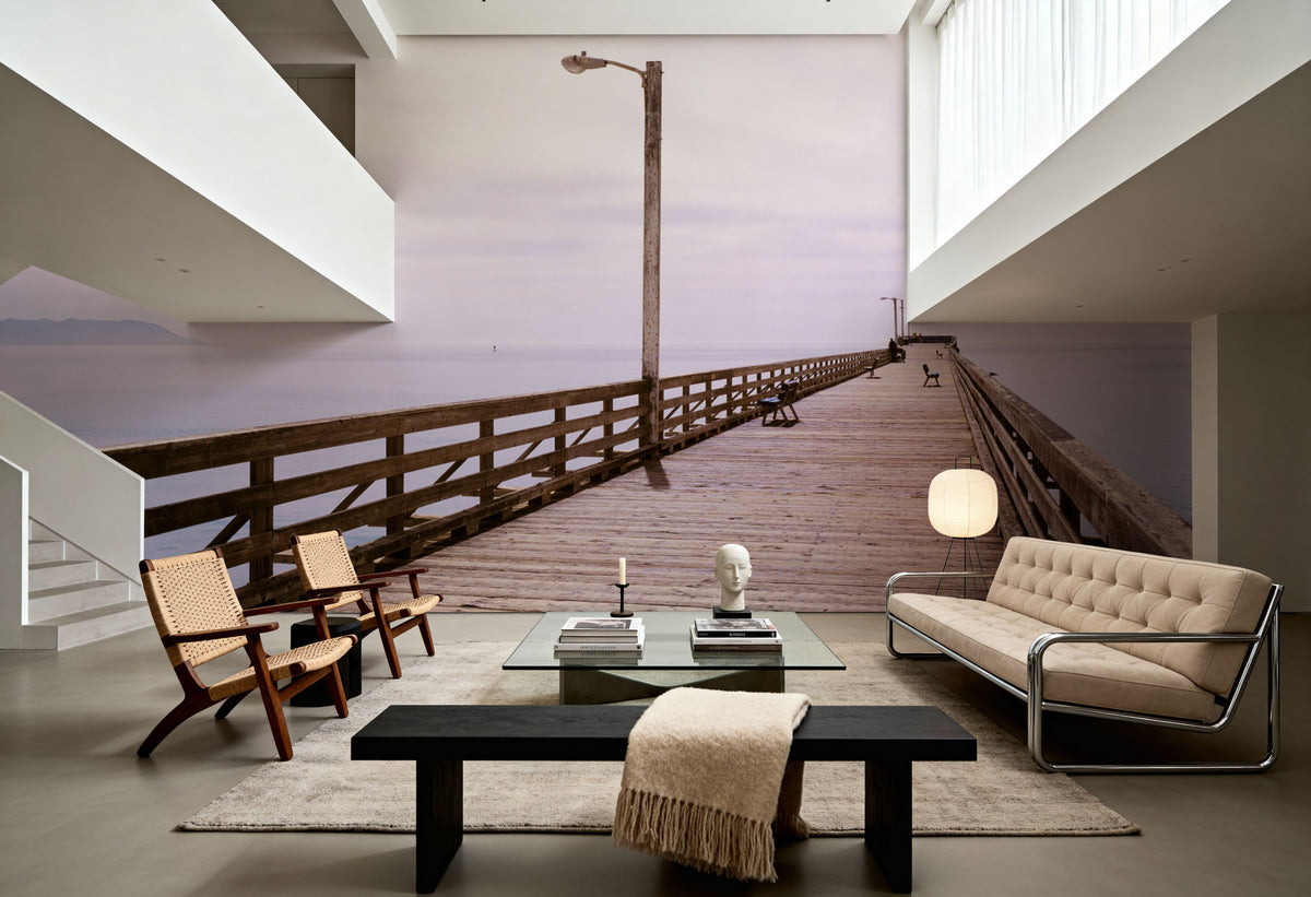Tranquil Harbor Pier Mural Wallpaper - room preview 06