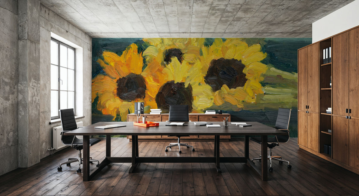 Freshly Cut Sunflowers Mural Wallpaper - room preview 06