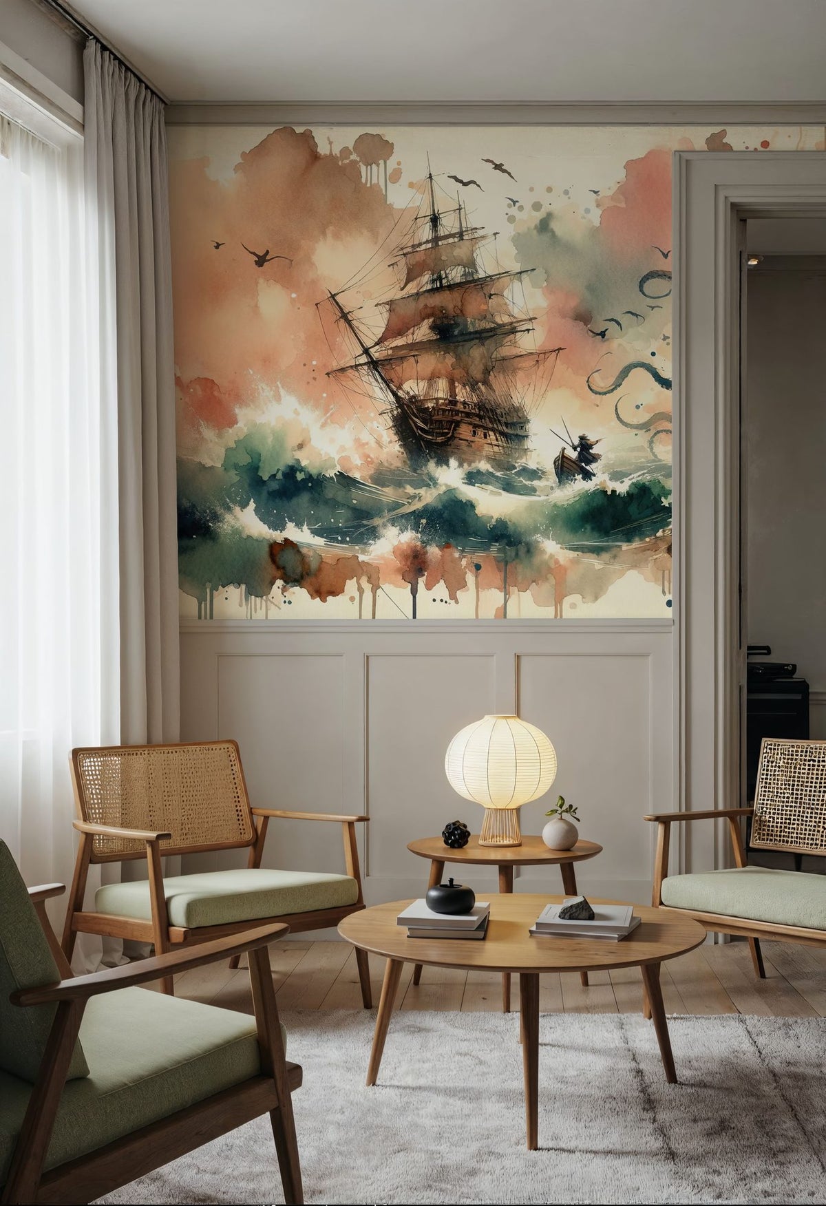 Battle with the Sea Monster Mural Wallpaper - room preview 06