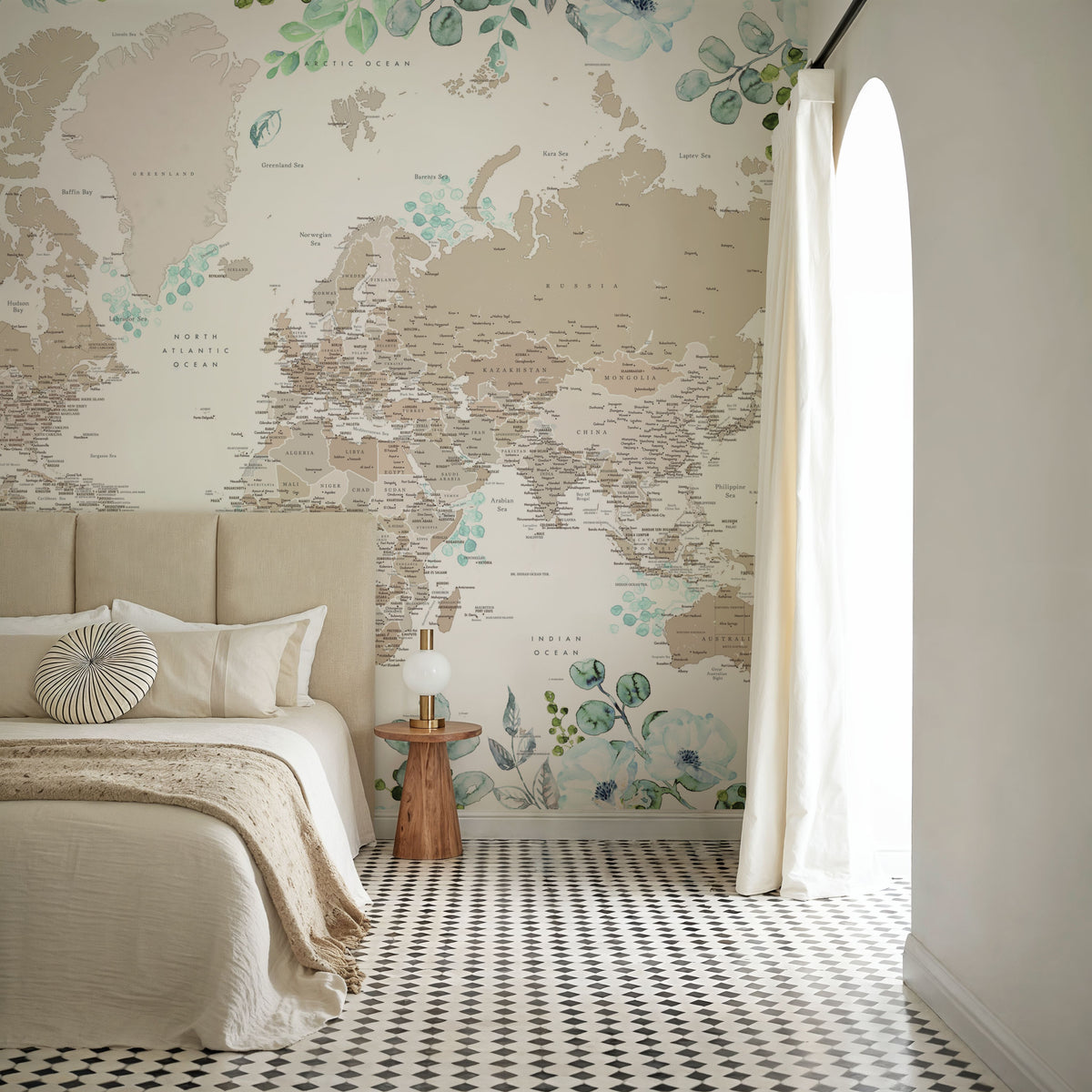 World Map Cities - Leanne Mural Wallpaper - room preview 06