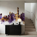Hong Kong Skyline Purple & Gold Mural Wallpaper - room preview 06