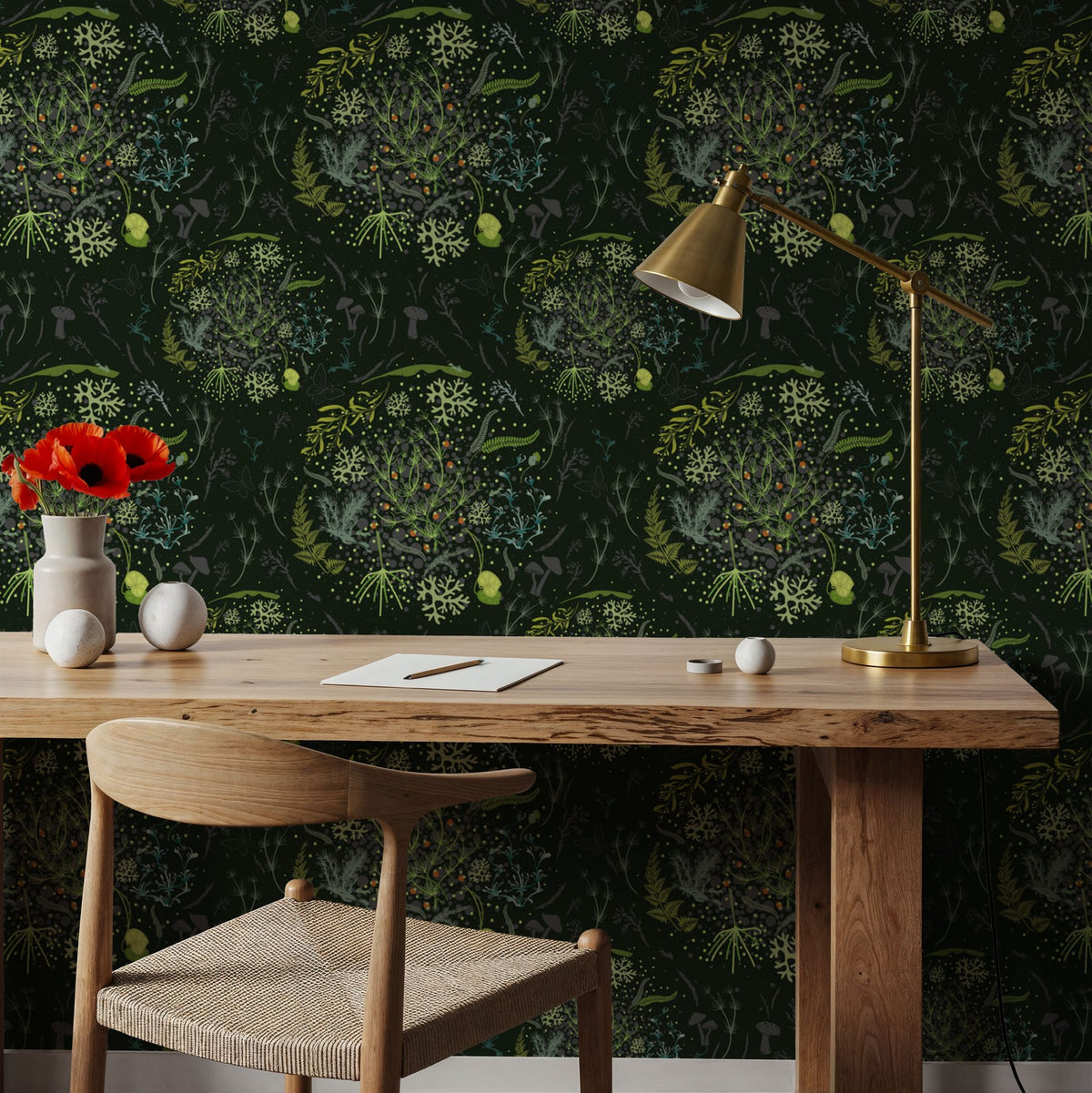 Mosses, Deep Green Mural Wallpaper - room preview 06