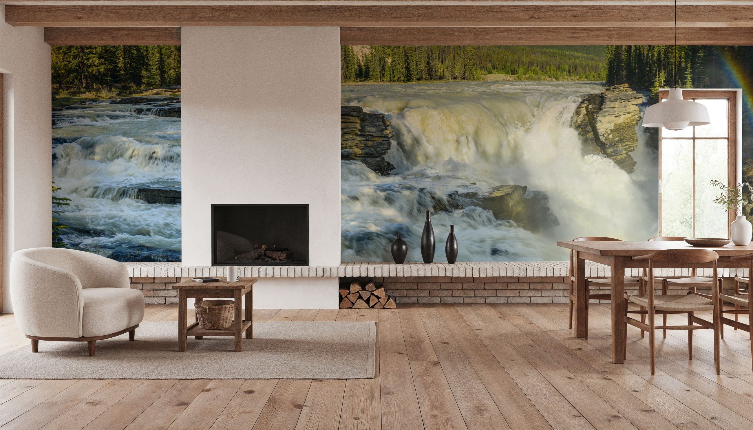 Athabasca River Falls Mural Wallpaper