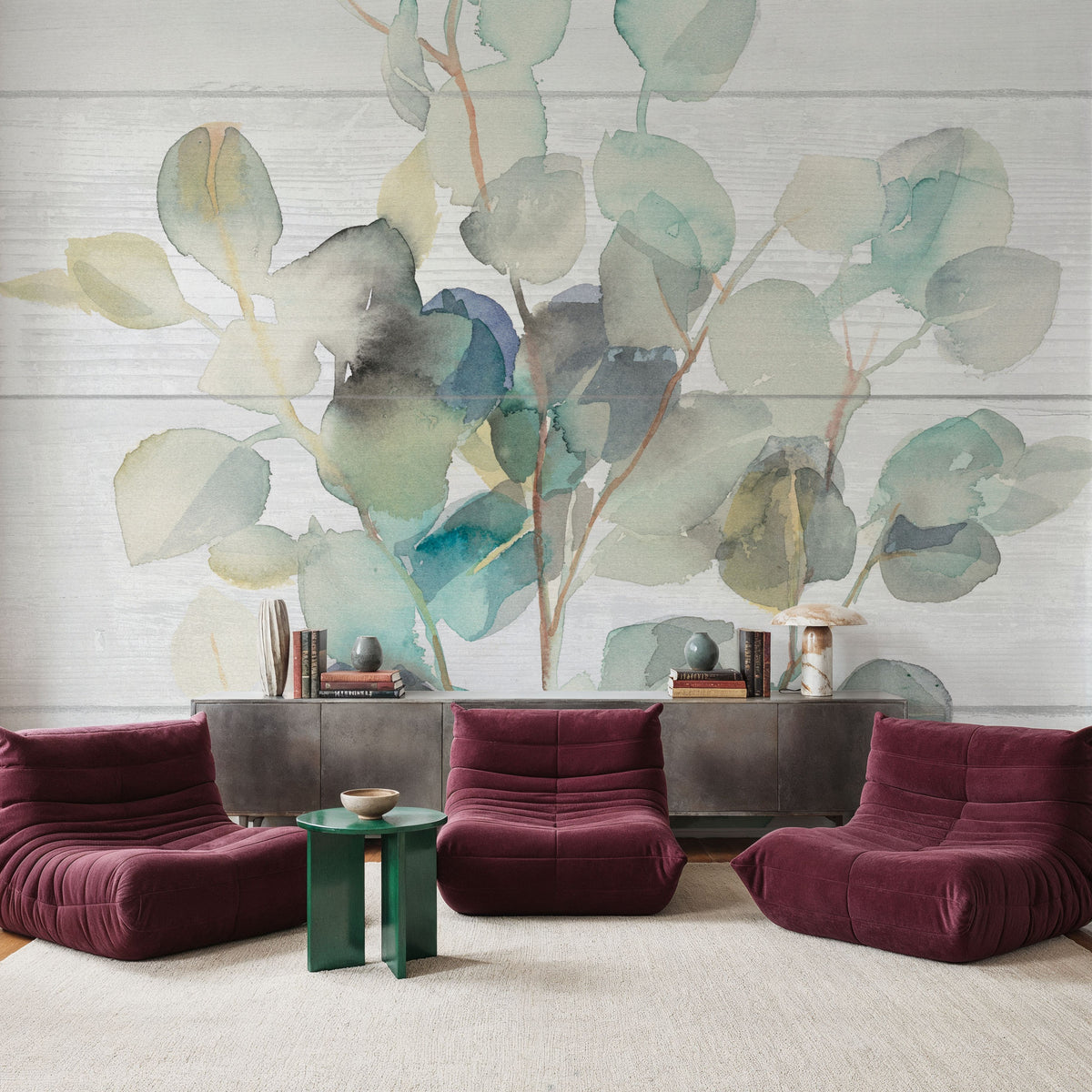 Eucalyptus III on Shiplap Mural Wallpaper - room preview 06