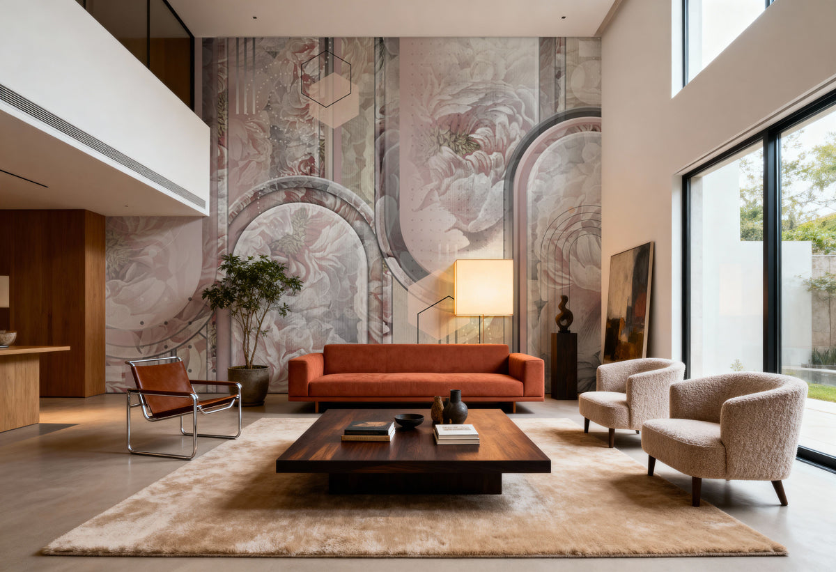 Modern Rose Mural Wallpaper - room preview 06