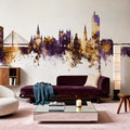 Nantes France Skyline Purple & Gold Mural Wallpaper - room preview 06