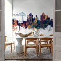 Middlesbrough England Skyline Blue & Bronze Mural Wallpaper - room preview 06