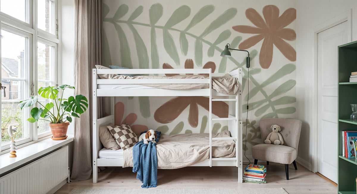 Fern and Flower Mural Wallpaper - room preview 06