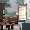 Riverbank Oak Landscape, Forest Green Mural Wallpaper - room preview 06