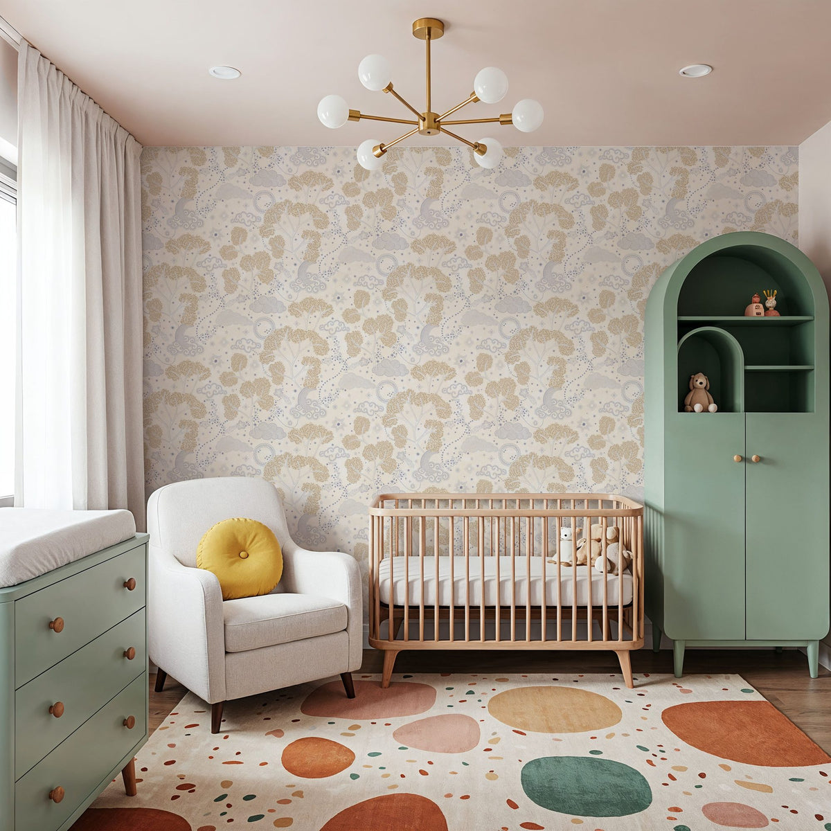 Moonlit Sky Petite, Cream Mural Wallpaper - room preview 06