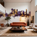 Fort Lauderdale Florida Skyline Purple & Gold Mural Wallpaper - room preview 06