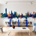 Wroclaw Poland Skyline Blue & Bronze Mural Wallpaper - room preview 06
