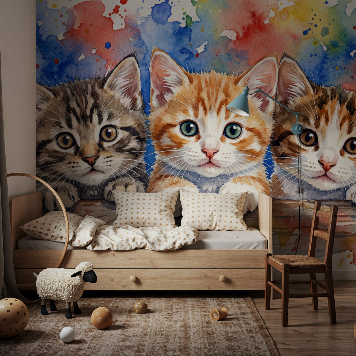 Kittens II - Cute Baby Animals Series Mural Wallpaper - room preview 06