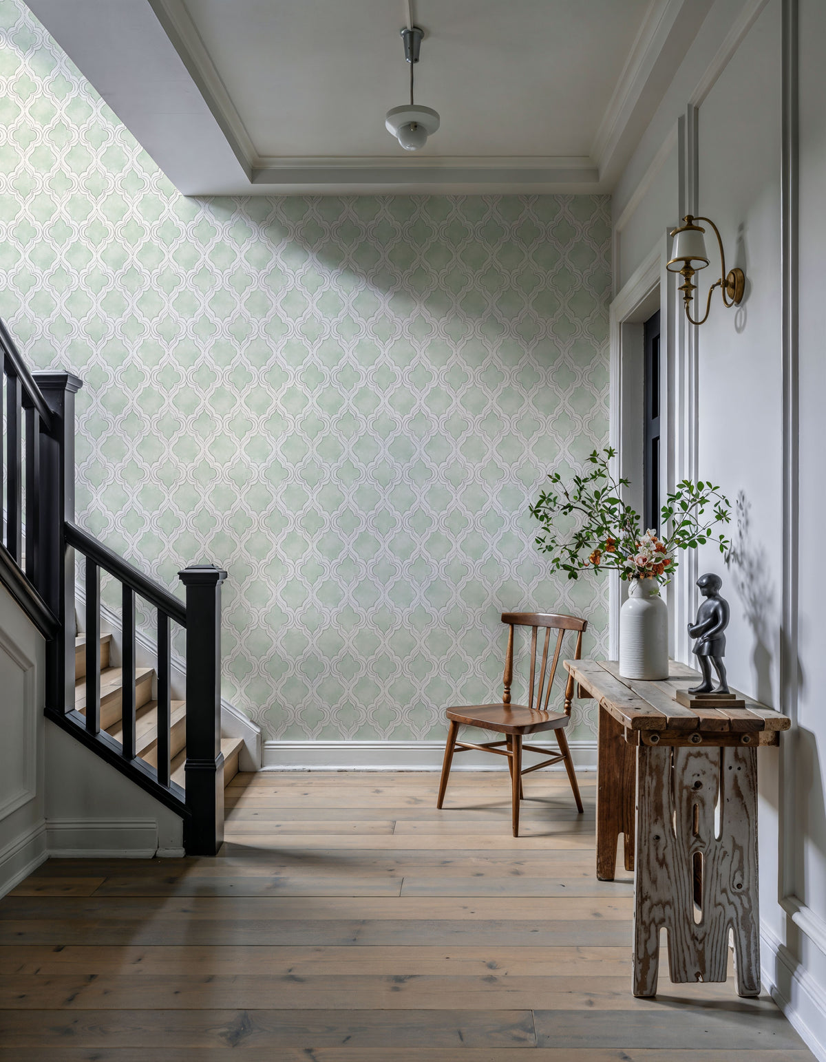 Organic Lines Green Mural Wallpaper - room preview 06