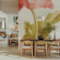 Garden Poppy on White Mural Wallpaper - room preview 06