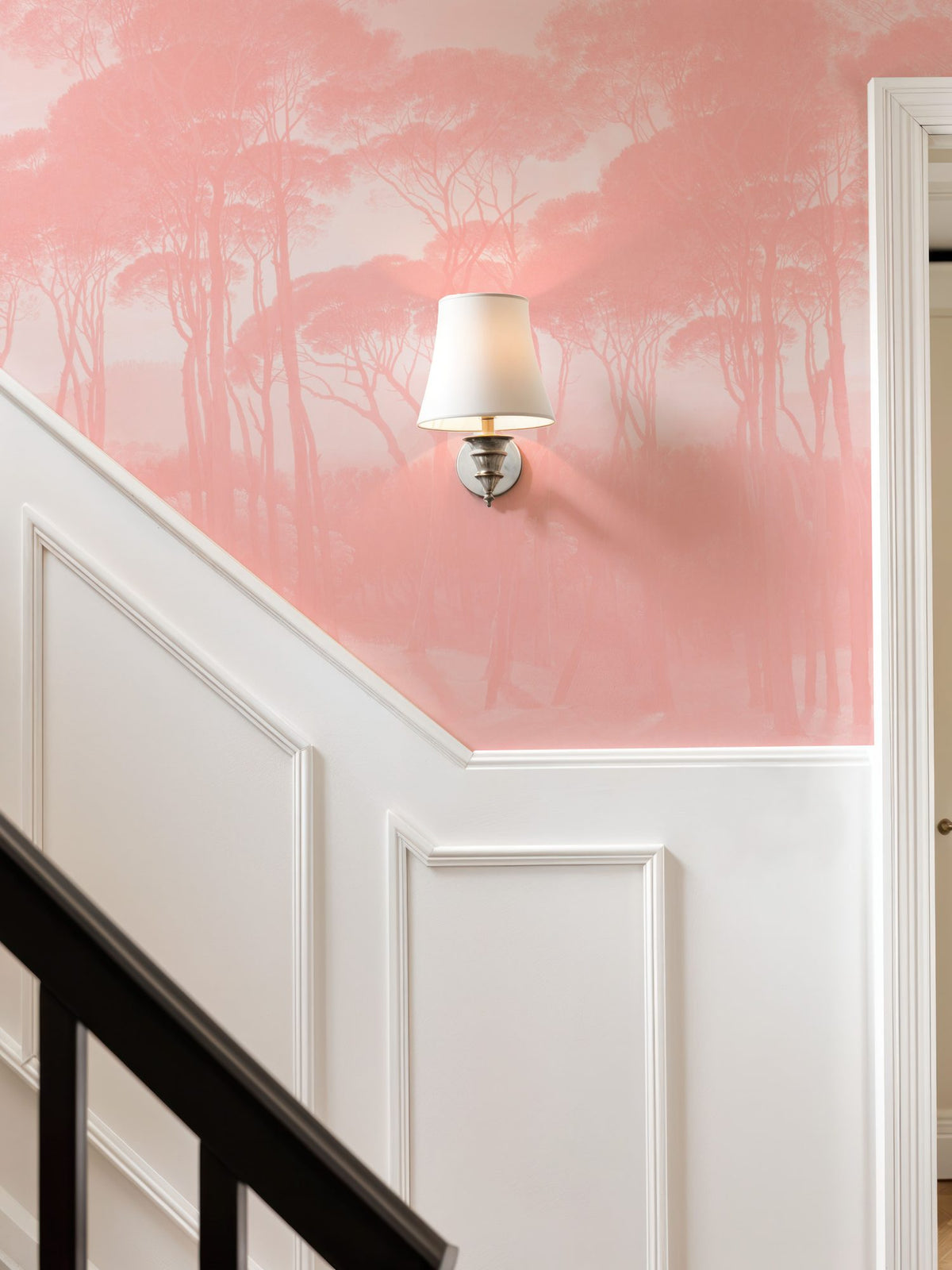 Mediterranean Pine Landscape, Blush Mural Wallpaper - room preview 06