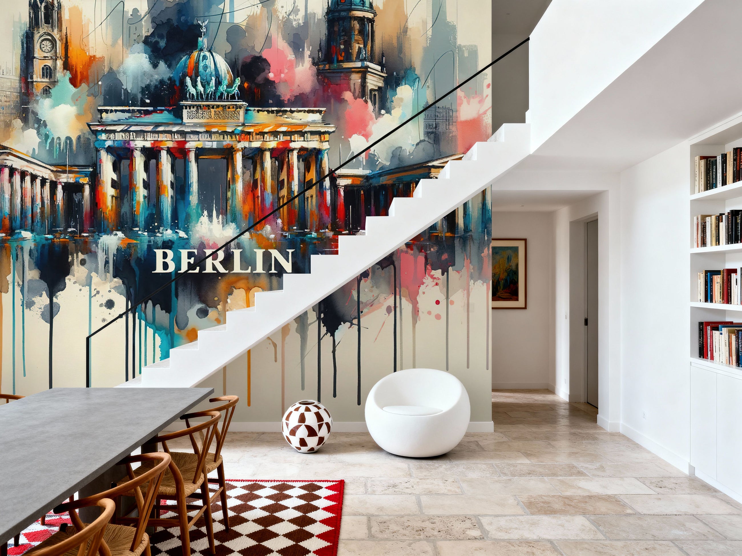 Watercolor Berlin Mural Wallpaper