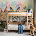 Rabbits - Cute Baby Animals Series Mural Wallpaper - room preview 06