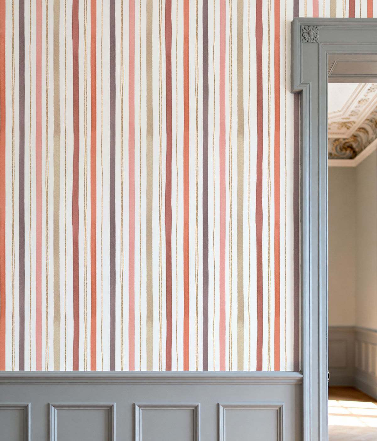 Bloom Lines White Mural Wallpaper - room preview 06